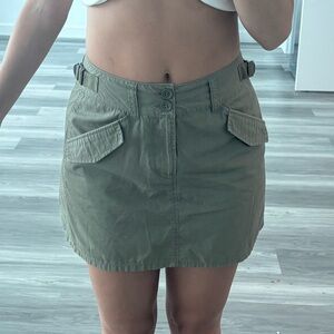 Green Cargo Mini Skirt